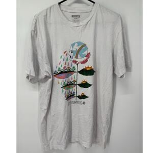 Stance Growth T-Shirt Large White Crew Neck‎ Cotton Rainbow Watercolor Graphic